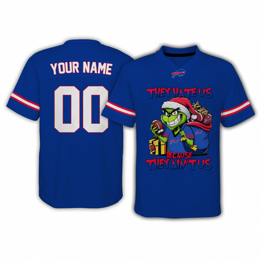 BUF x NFL They Hate Us Because They Ain't Us Grinch Christmas-V-neck Short Sleeve Jersey DatND DVT