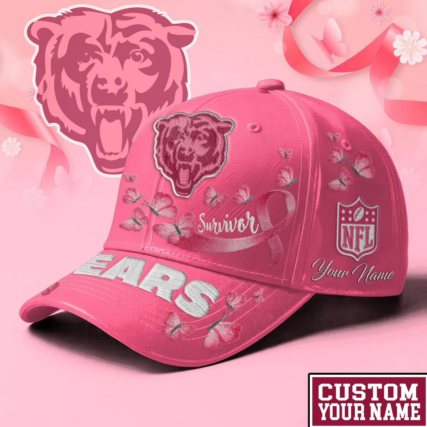 PREMIUM NFL X CHI EXCLUSIVE  BREAST CANCER SURVIOR CAP NDT NHM 090726