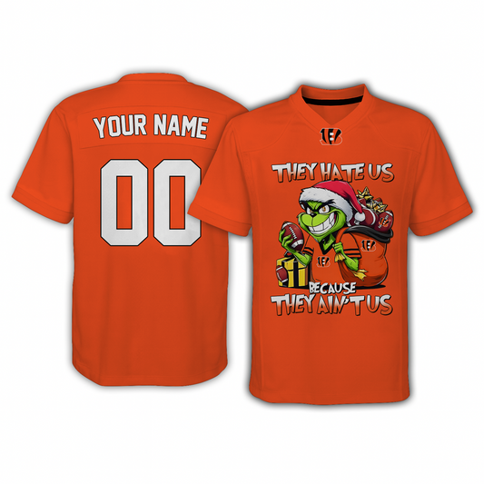 CIN x NFL They Hate Us Because They Ain't Us Grinch Christmas-V-neck Short Sleeve Jersey DatND DVT