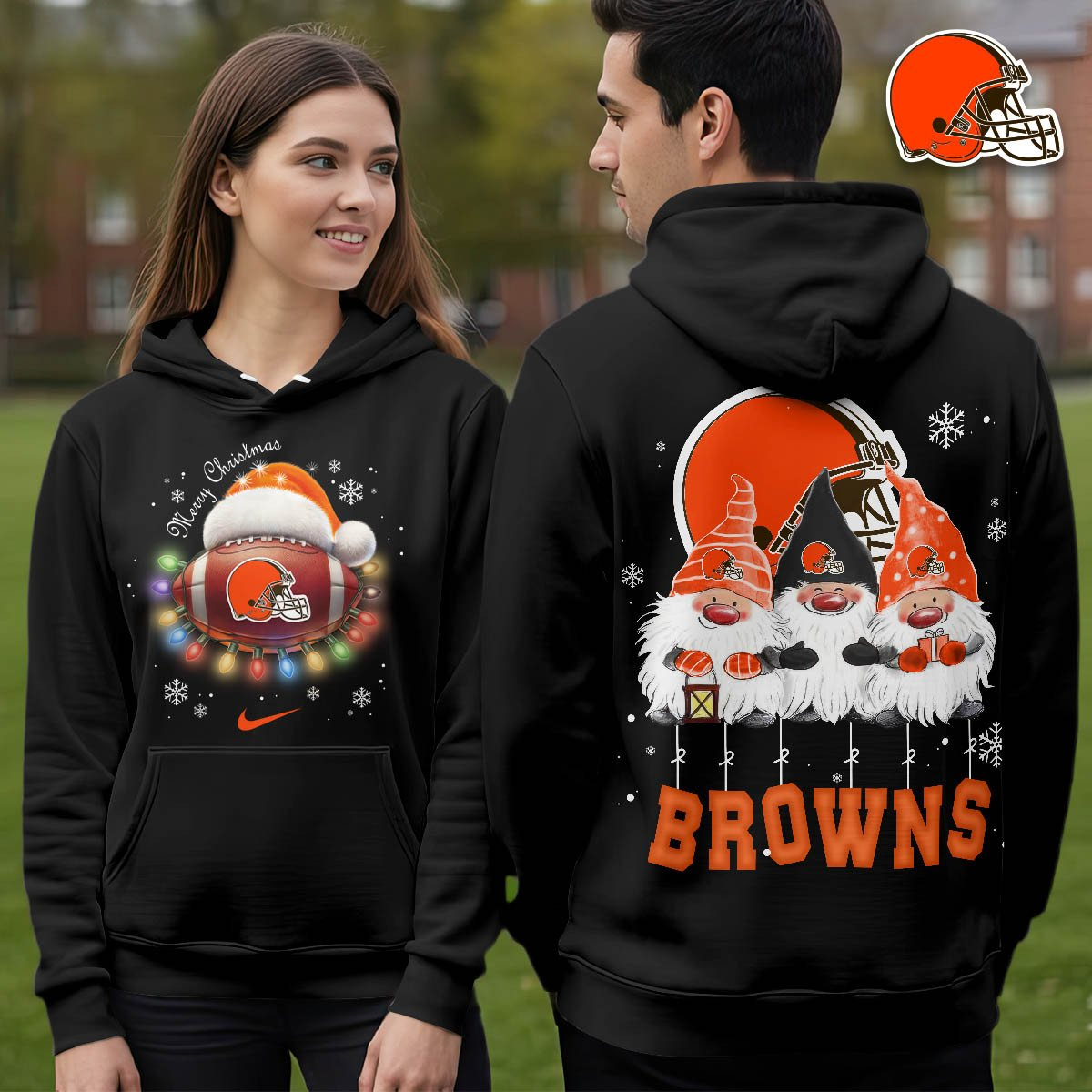 CLE Premium NFL Christmas Gnomes Hoodie DDT CTND