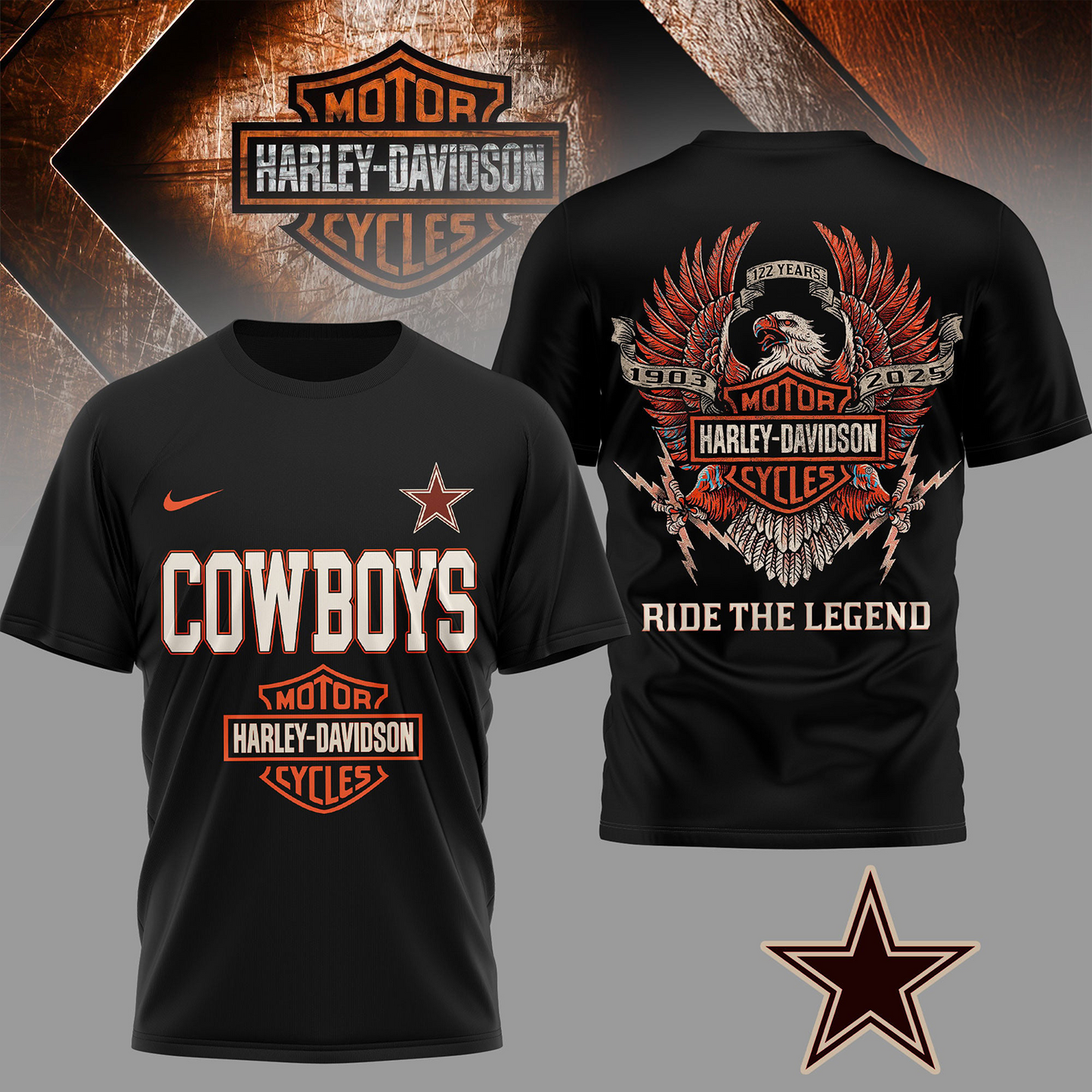 DAL Premium NFL 122 Year Harley Davidson 3D Shirt 2603 DatND DVT