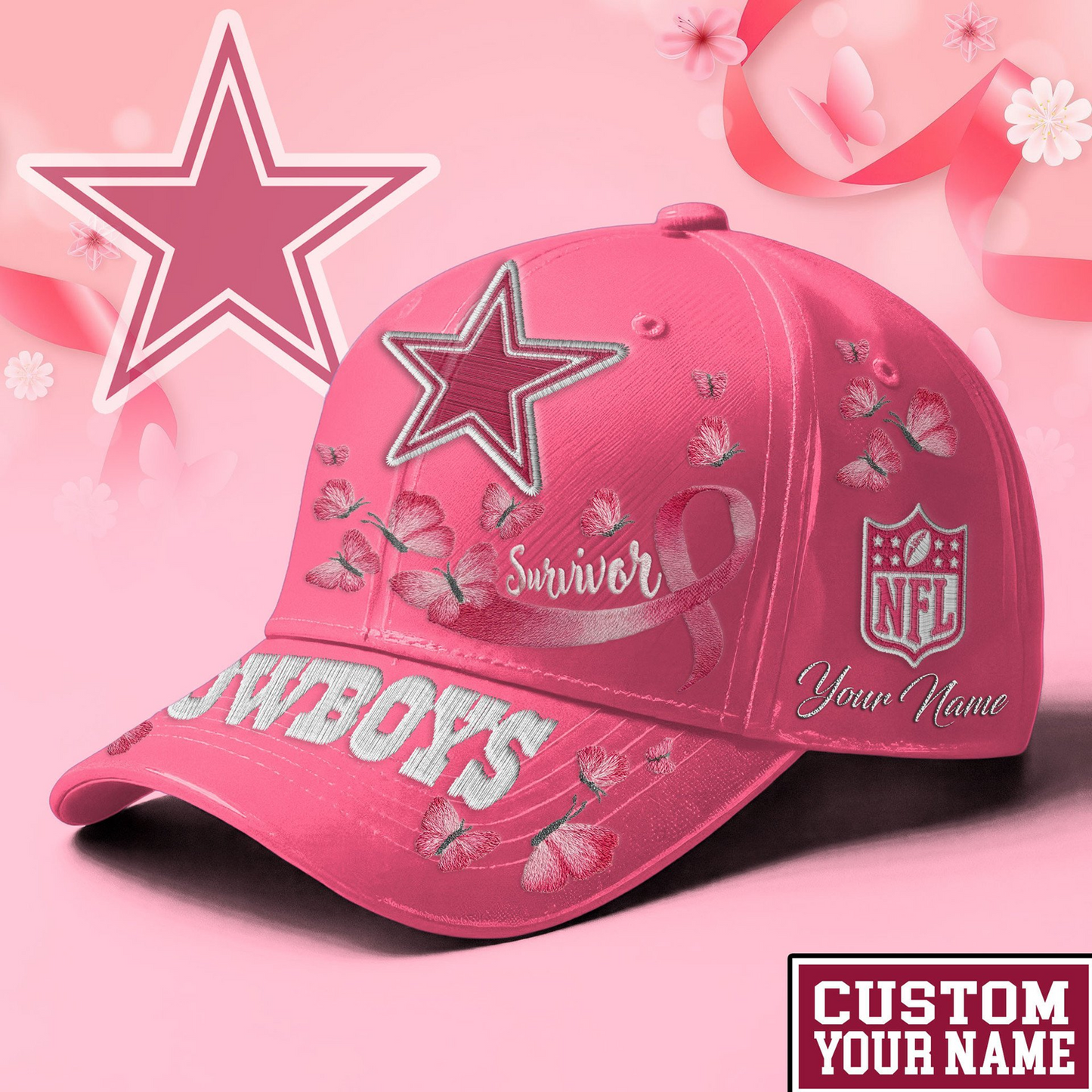 PREMIUM NFL X DAL  EXCLUSIVE  BREAST CANCER SURVIOR CAP NDT NHM 090726