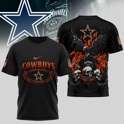 DC Premium NFL Flaming Eagle Skull T-Shirt DDT CTND