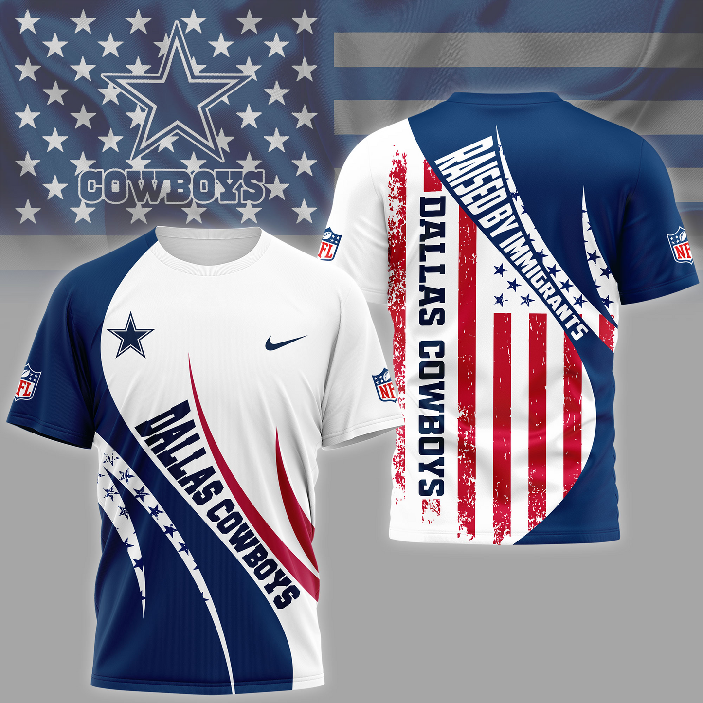 DC Premium NFL Raised By Immigrants 3D Shirt DDT NTL