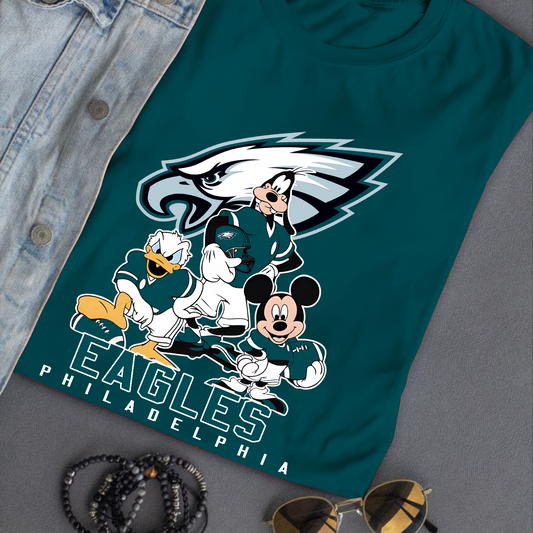 Philadelphia Eagles Mickey Goofy Donald Disney NFL T-Shirt DATND TANTD