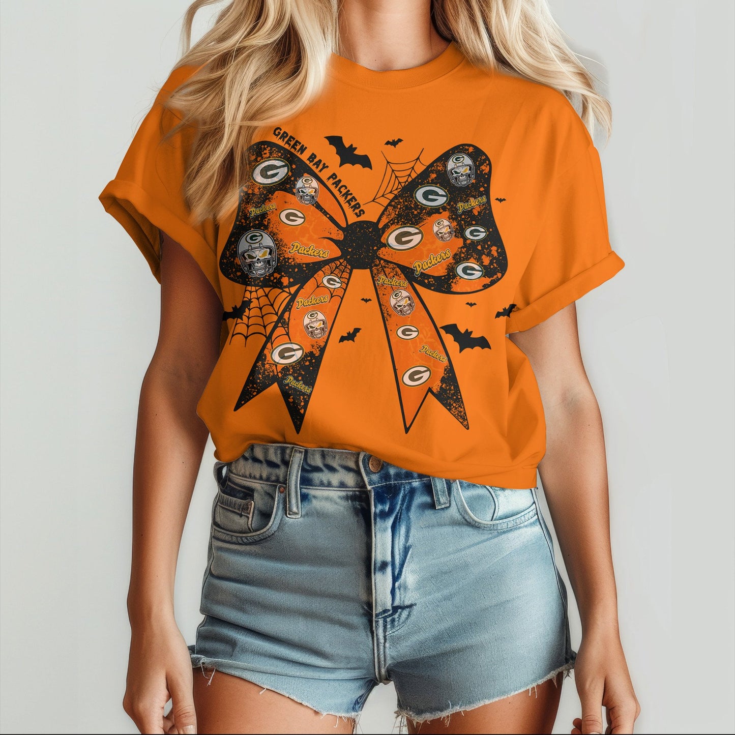 GB x NFL Halloween Bow 3D Shirt 0409 DatND DVT