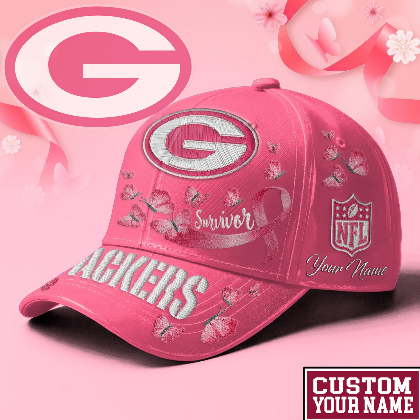 PREMIUM NFL X GB  EXCLUSIVE  BREAST CANCER SURVIOR CAP NDT NHM 090726