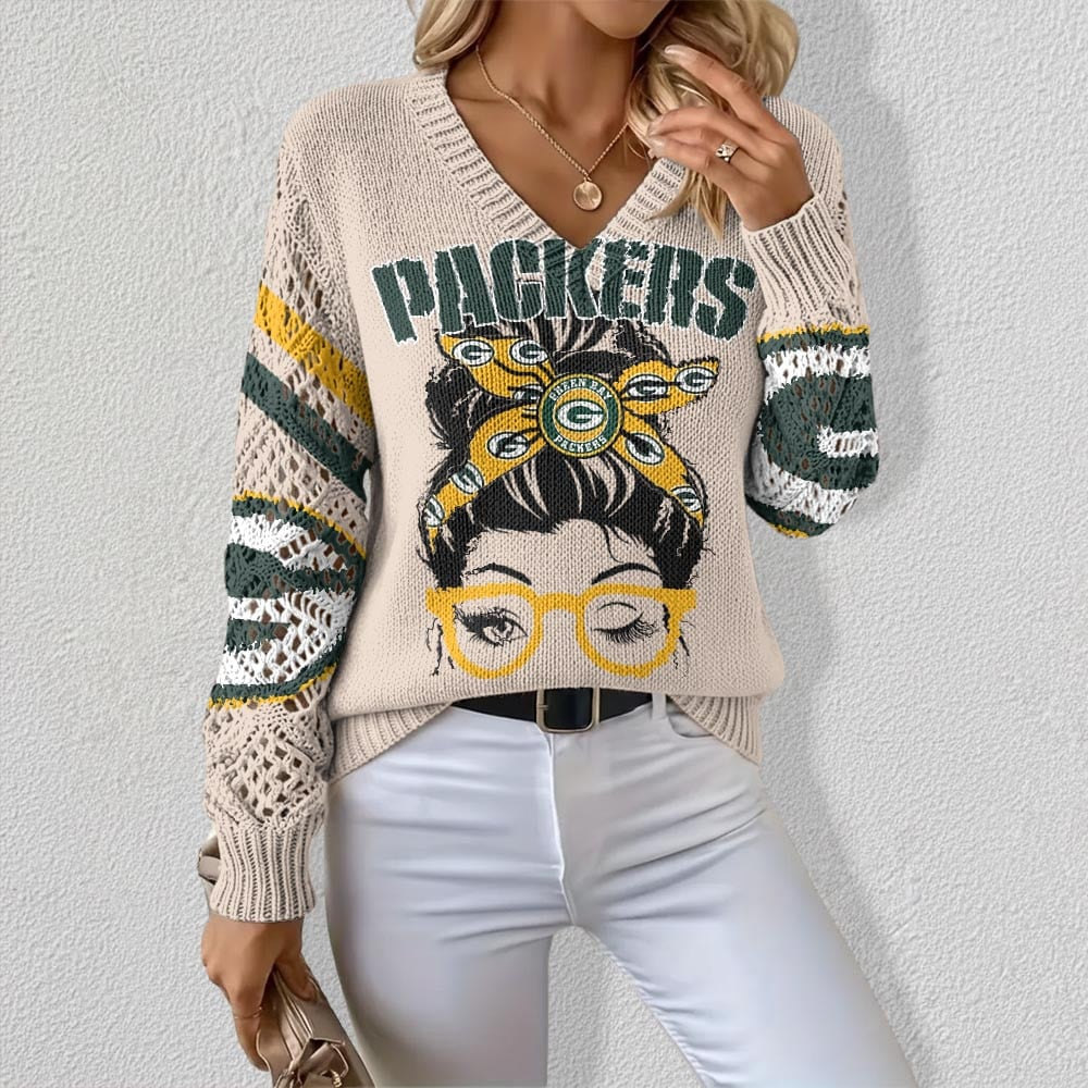 GBP x NFL Crochet Sleeve V-Neck Sweater DDT HLPHUONG