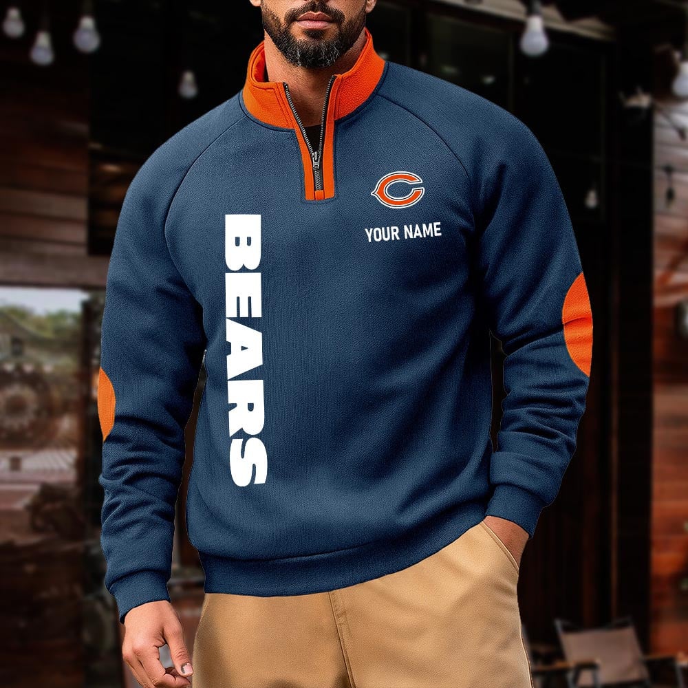 CHI NFL Pulse Gear Zipper Henley Sweatshirt DDT CTND