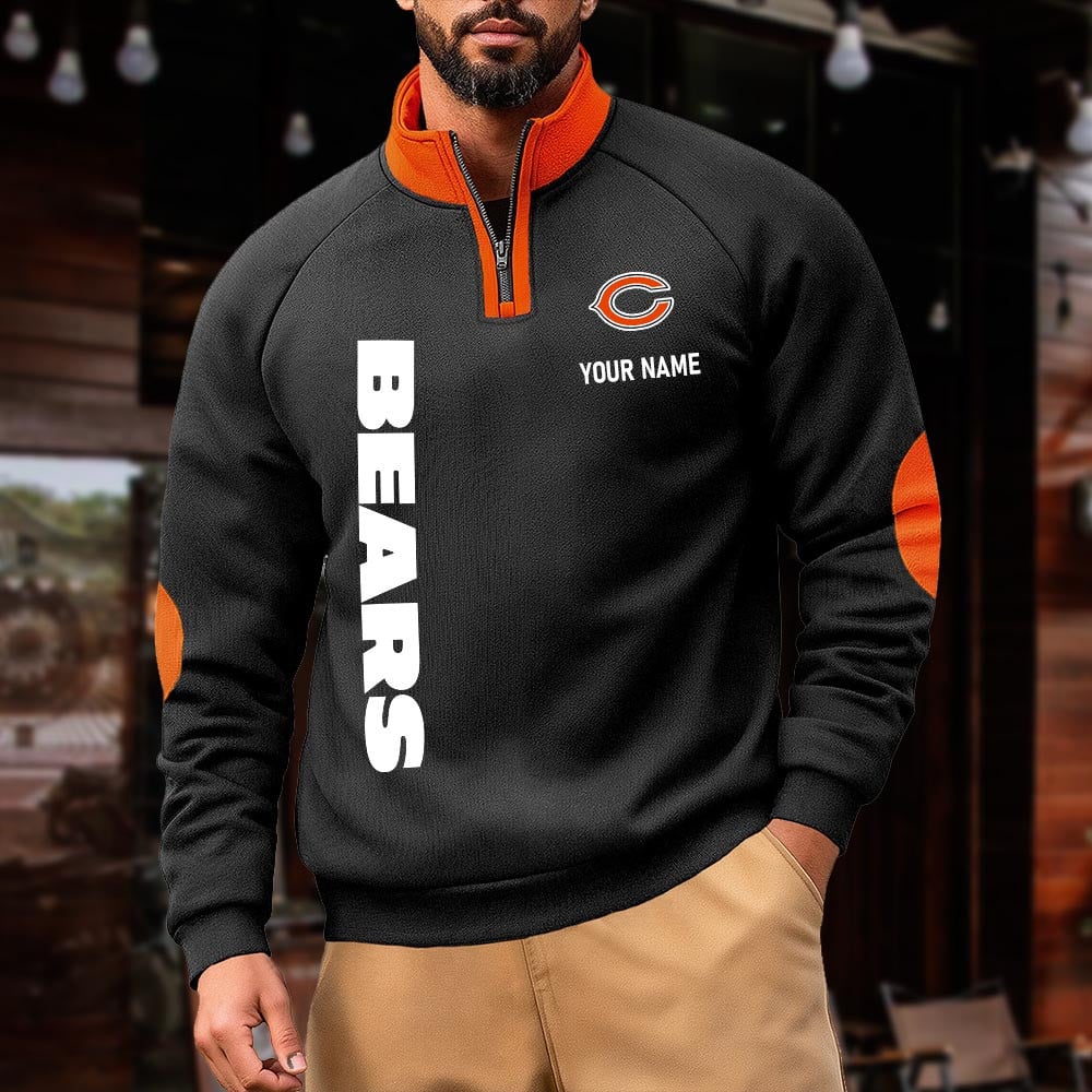 CHI NFL Pulse Gear Zipper Henley Sweatshirt DDT CTND