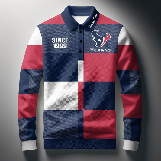 HOU x NFL Men Style Polo Long Sleeves Shirt DatND DVT
