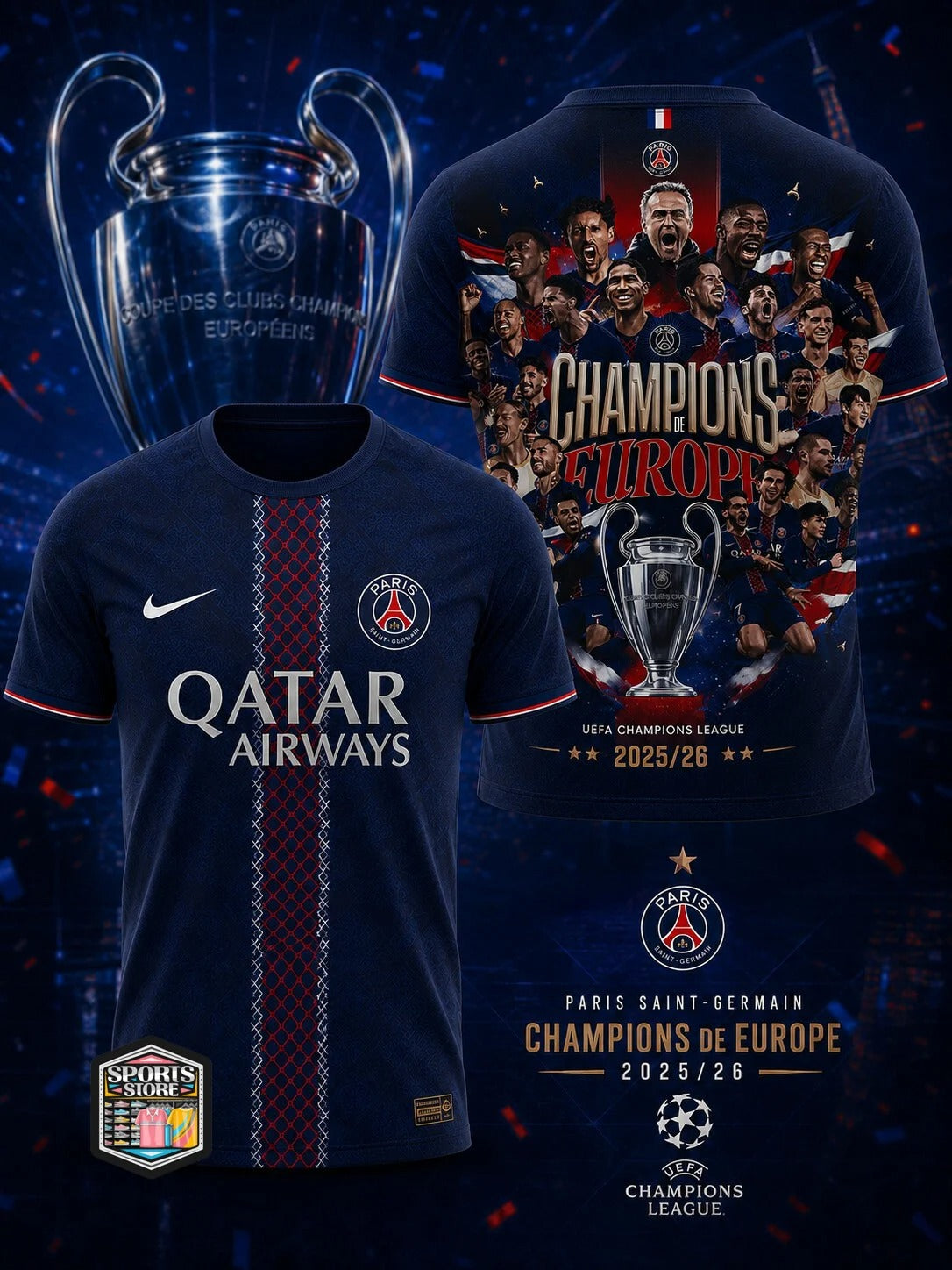 PSG Premium UEFA Champions League 2025/26 3D Shirt V1 DatND DVT 3105