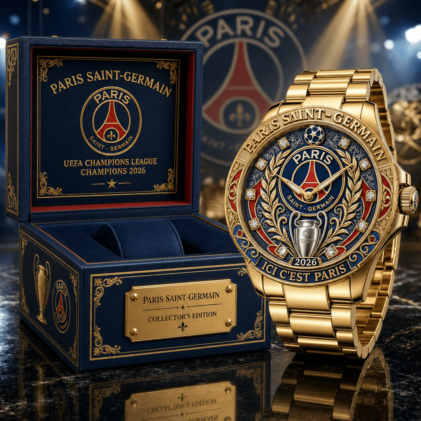 PSG UEFA Champions League 2526 Premium Stainless Steel Watch DATND TANTD 310526