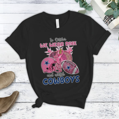 In October We Wear Pink And Watch DAL NFL Pajamas Set DatND DVT