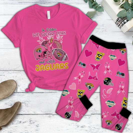 In October We Wear Pink And Watch JAC NFL Pajamas Set DatND DVT