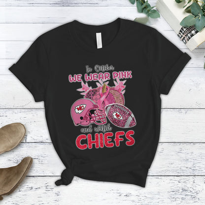 In October We Wear Pink And Watch KC NFL Pajamas Set DatND DVT