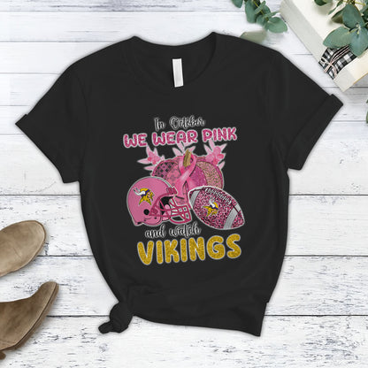 In October We Wear Pink And Watch MIN NFL Pajamas Set DatND DVT
