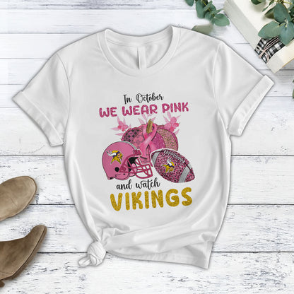 In October We Wear Pink And Watch MIN NFL Pajamas Set DatND DVT