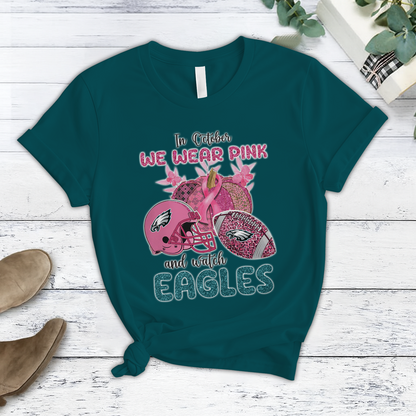 In October We Wear Pink And Watch PHI NFL Pajamas Set DatND DVT