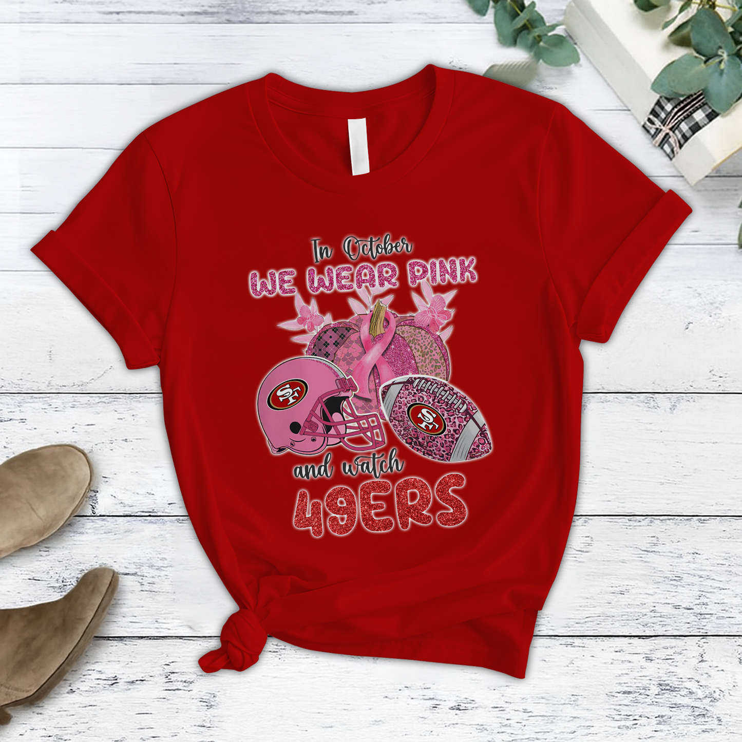 In October We Wear Pink And Watch SF NFL Pajamas Set DatND DVT