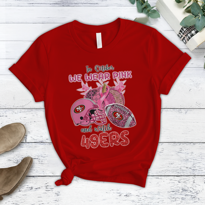 In October We Wear Pink And Watch SF NFL Pajamas Set DatND DVT