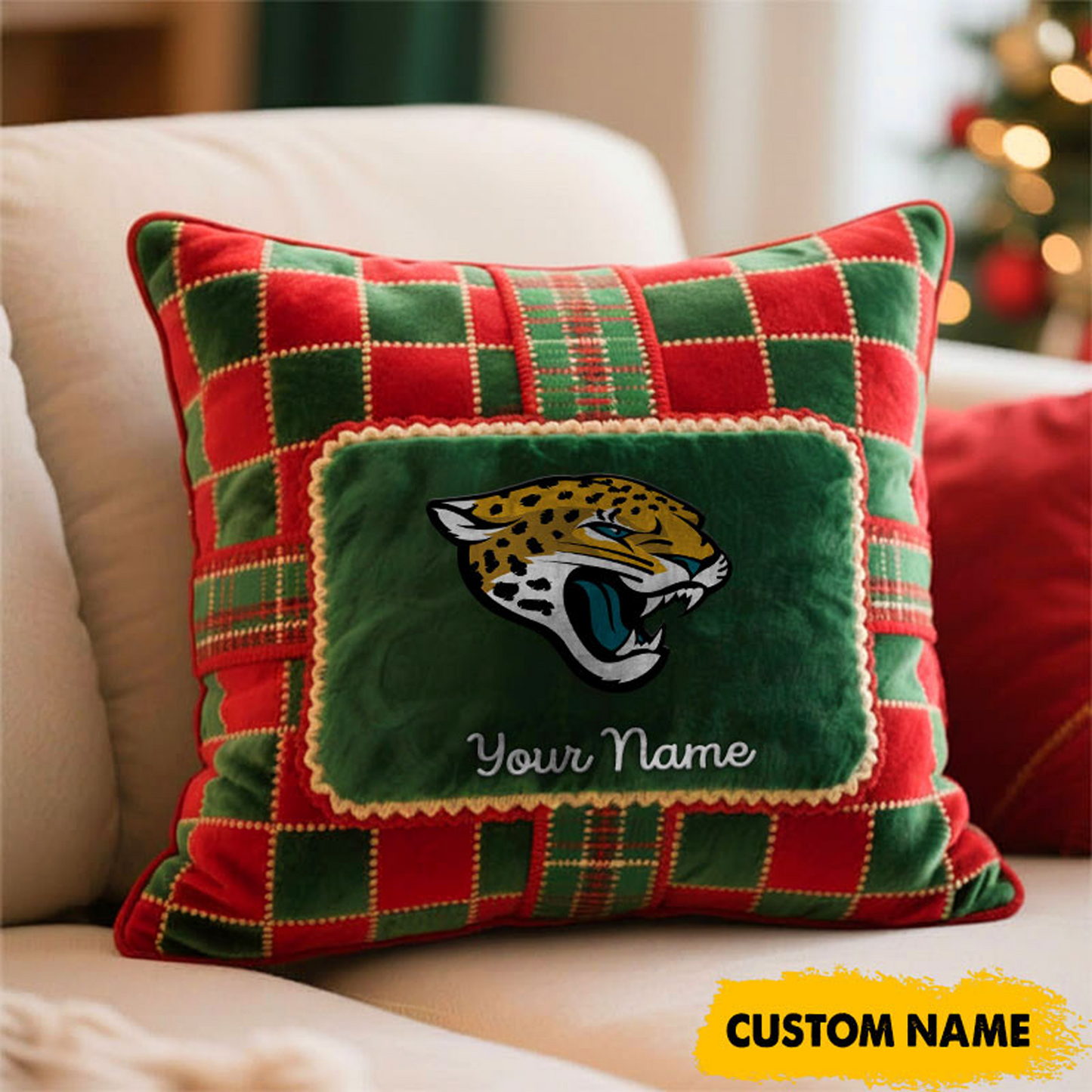 JAC x NFL Christmas New Square Pillow DatND DVT