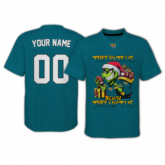 JAC x NFL They Hate Us Because They Ain't Us Grinch Christmas-V-neck Short Sleeve Jersey DatND DVT