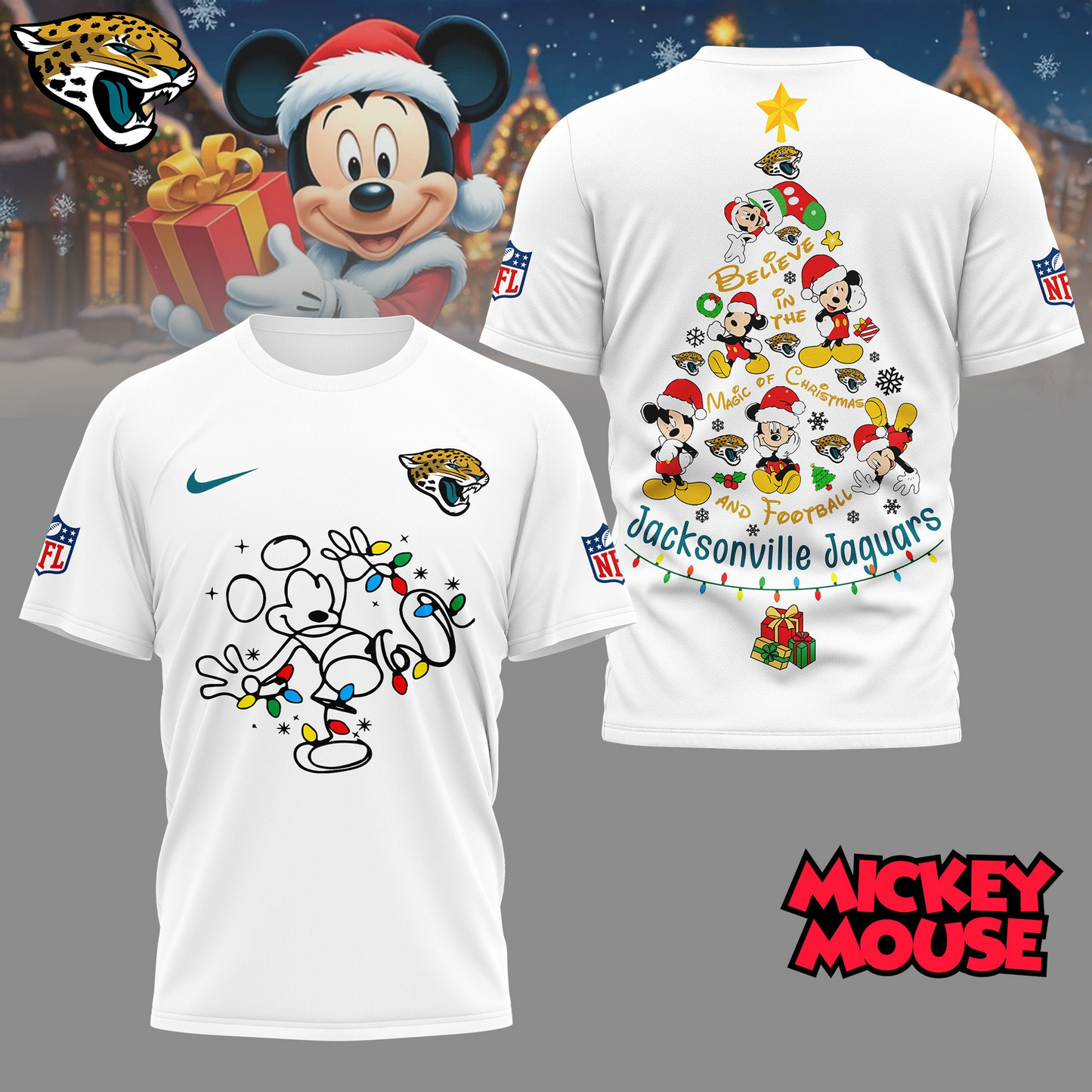JJ Premium NFL Mickey Mouse Christmas 3D Shirt DDT CTND