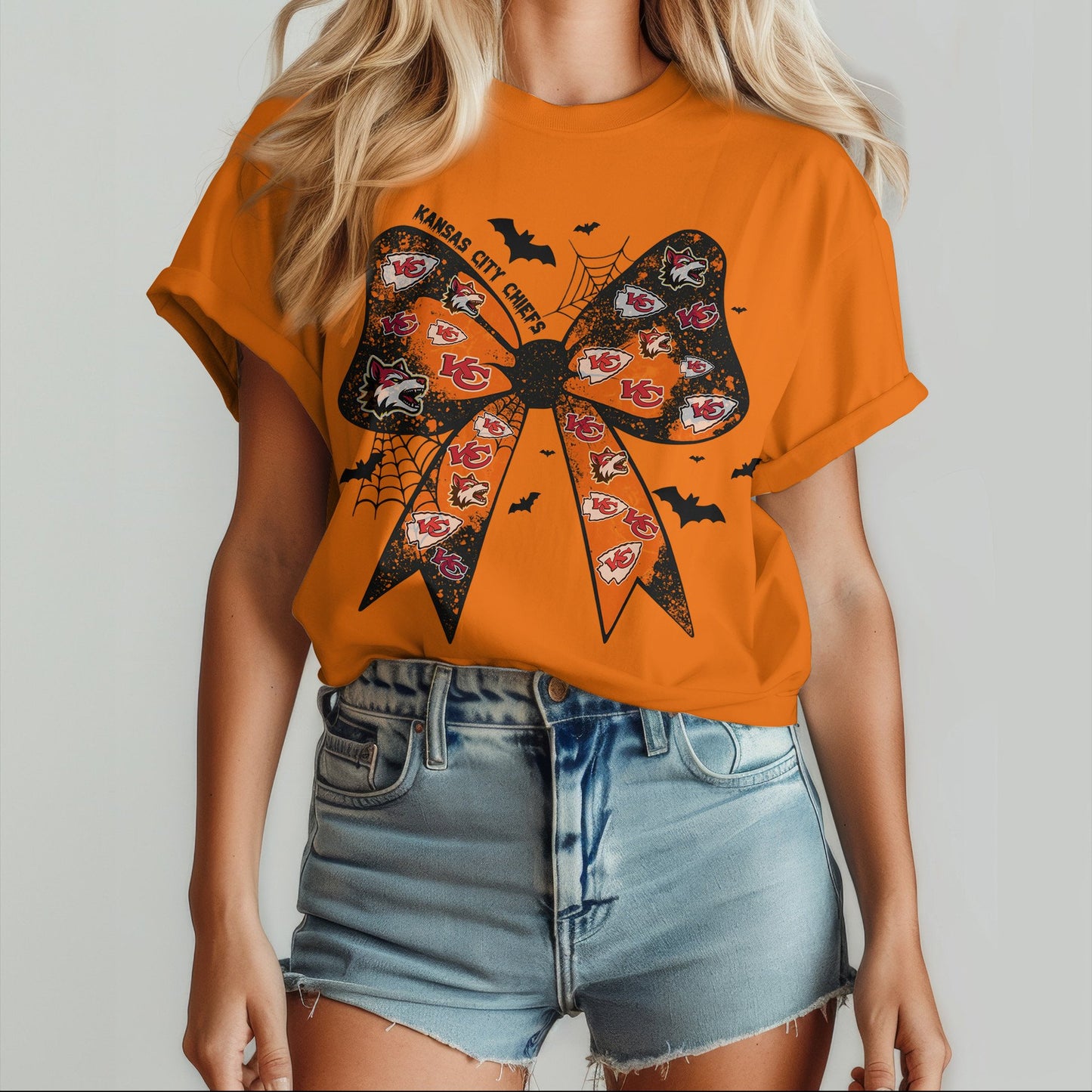 KC x NFL Halloween Bow 3D Shirt 0409 DatND DVT