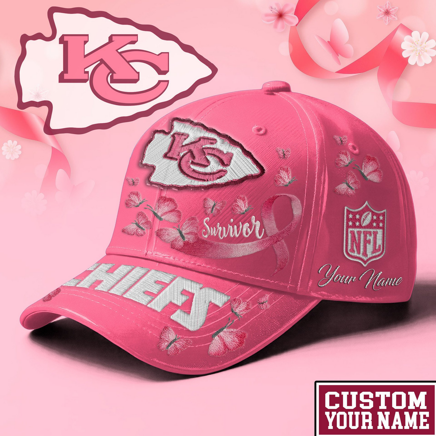PREMIUM NFL X KCC  EXCLUSIVE  BREAST CANCER SURVIOR CAP NDT NHM 090726