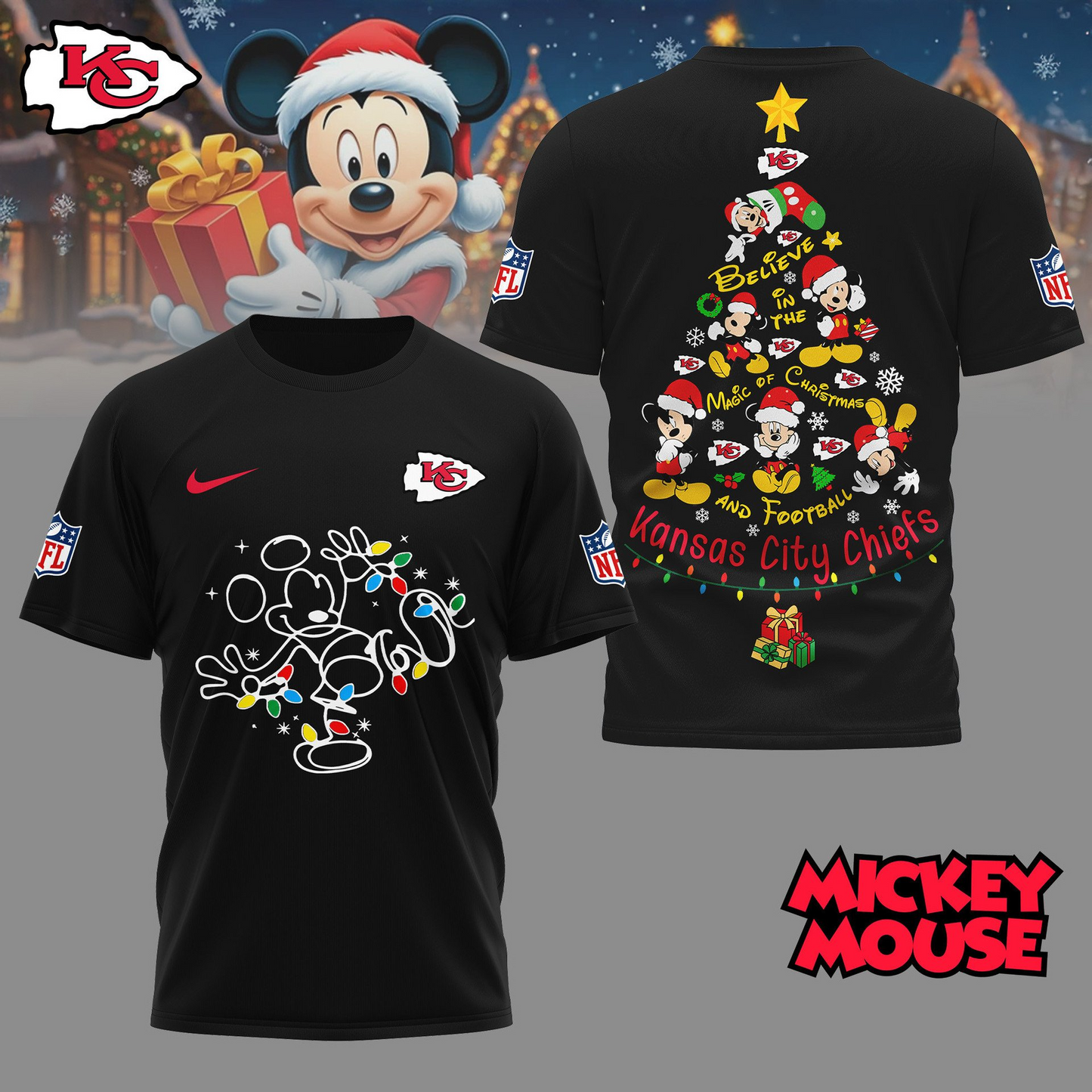 KCC Premium NFL Mickey Mouse Christmas 3D Shirt DDT CTND