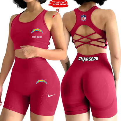 LAC x NFL 2-PCS Women's Seamless Yoga Set Sexy Sport Bra High Waist Sports Shorts DATND TANTD