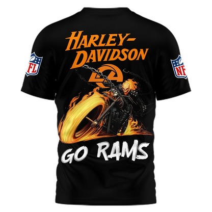LAR Premium NFL Ghost Rider Motorcycle 3D Shirt DDT CTND