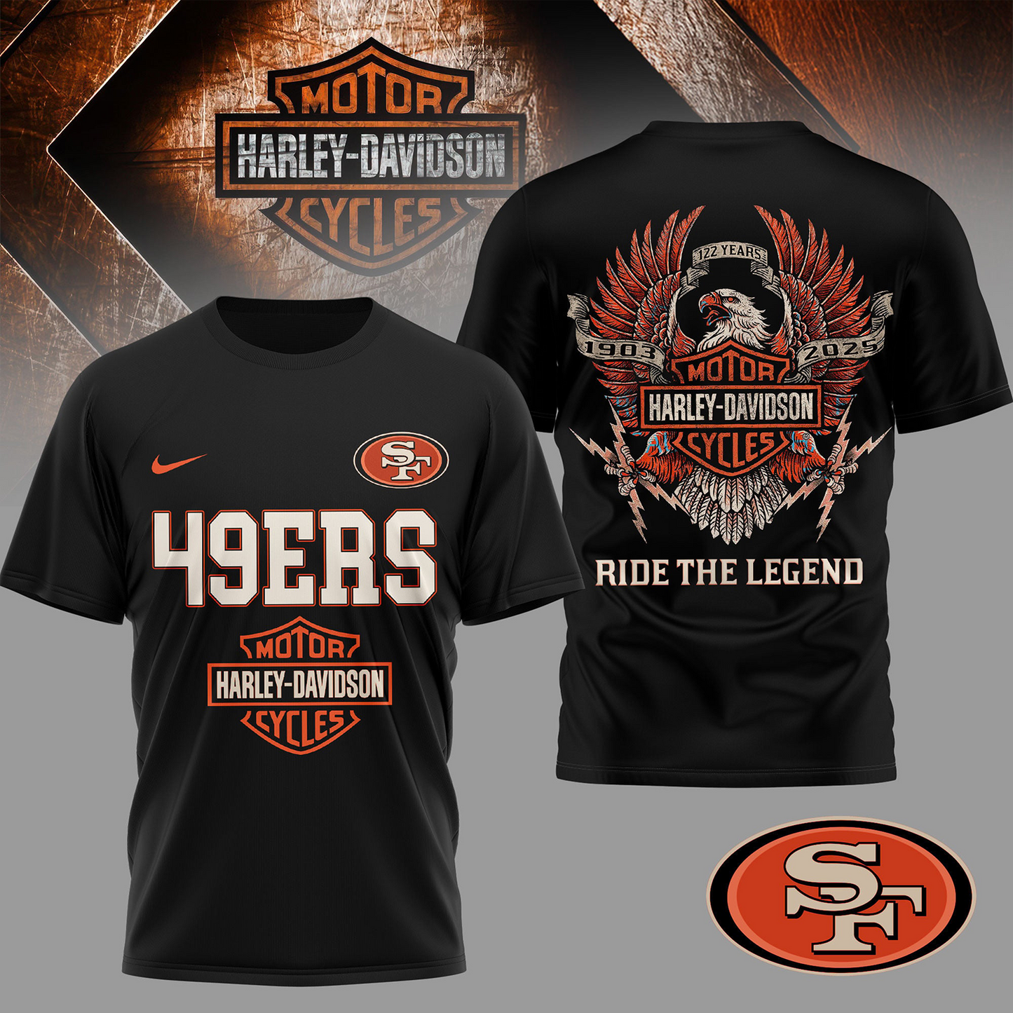 LV Premium NFL 122 Year Harley Davidson 3D Shirt 2603 DatND DVT