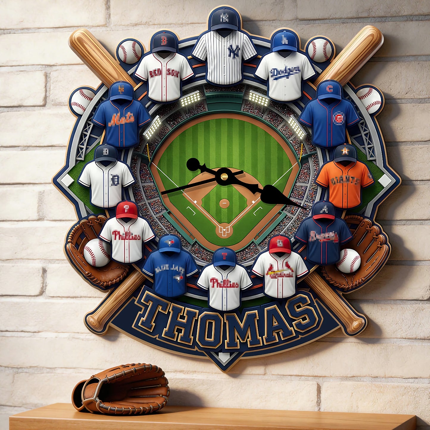 MLB Personalized Gifts For Sport Lovers Acrylic Hanging Wall Clock 0306 NAK NHT