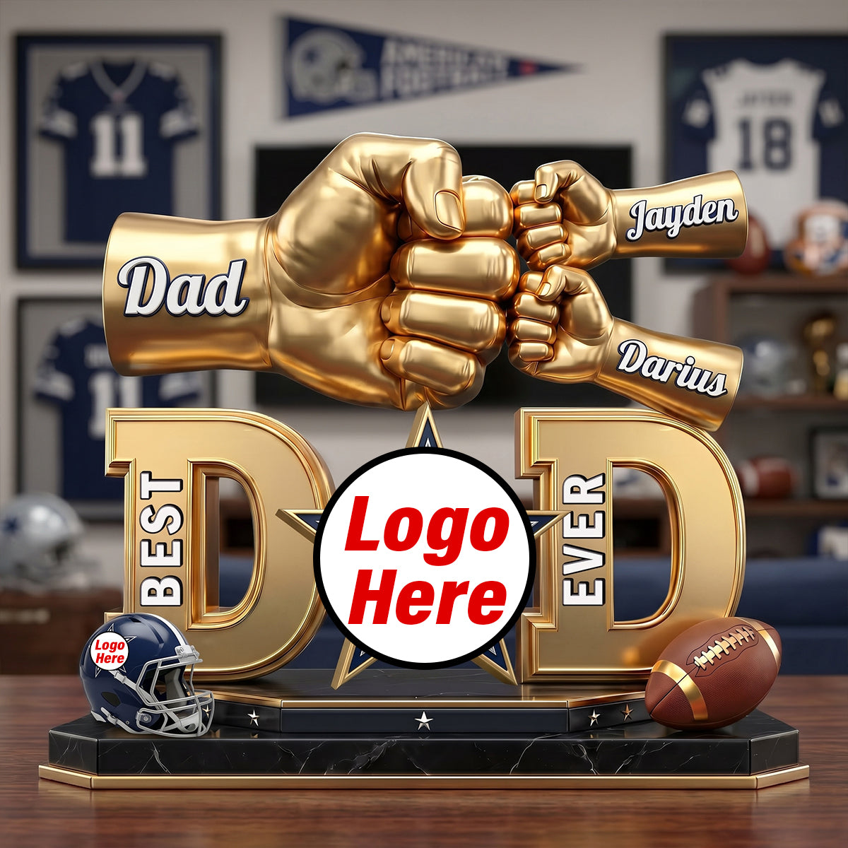 American Football  Acrylic Plaque - DadChampion Dad & Fist Bump - Personalized Gifts For Father NAK NHT