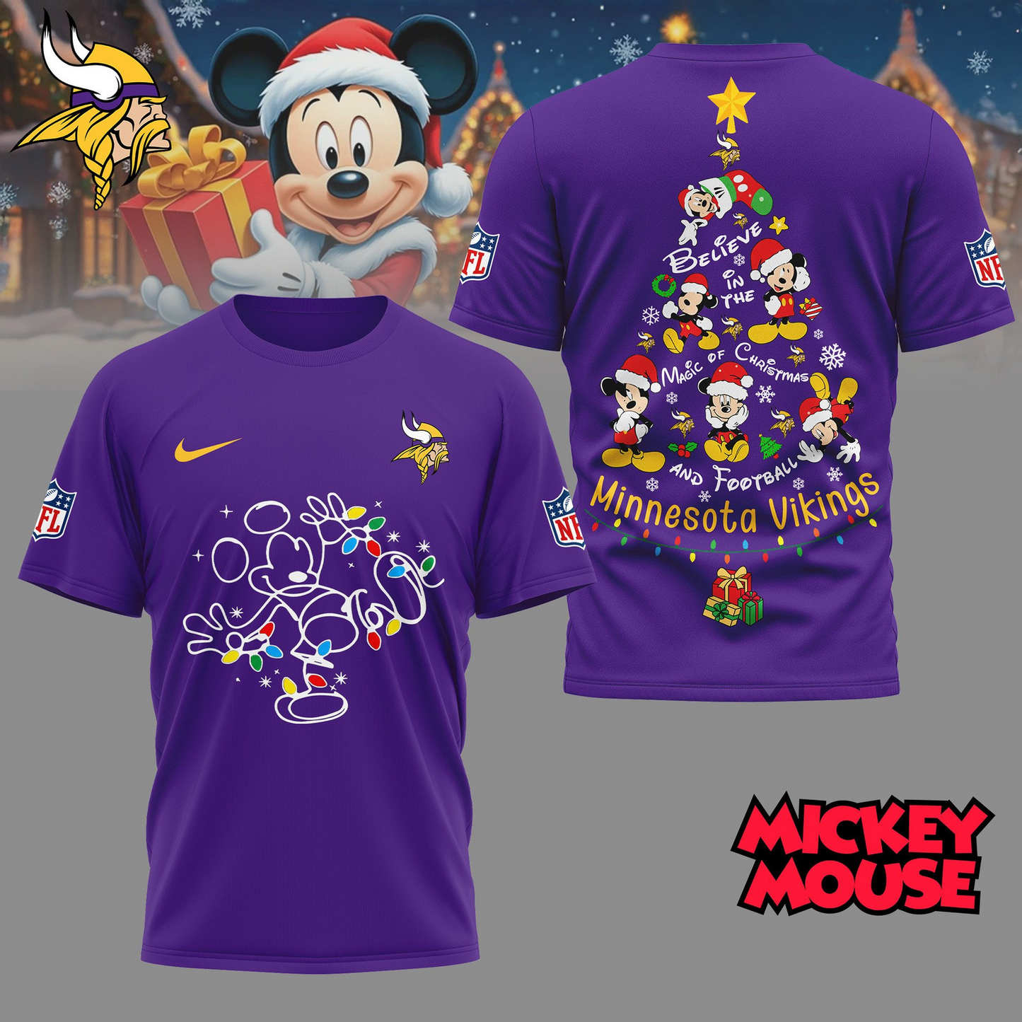 MV Premium NFL Mickey Mouse Christmas 3D Shirt DDT CTND