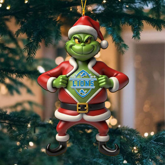 NFL DET The Grinch x Christmas Acrylic Ornament Gift For Fan NDT NHM