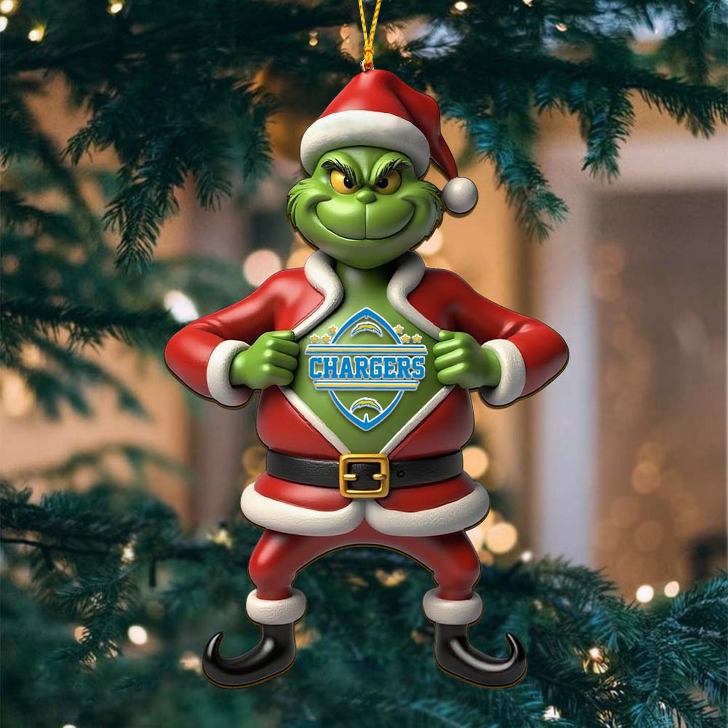 NFL LAC The Grinch x Christmas Acrylic Ornament Gift For Fan NDT NHM