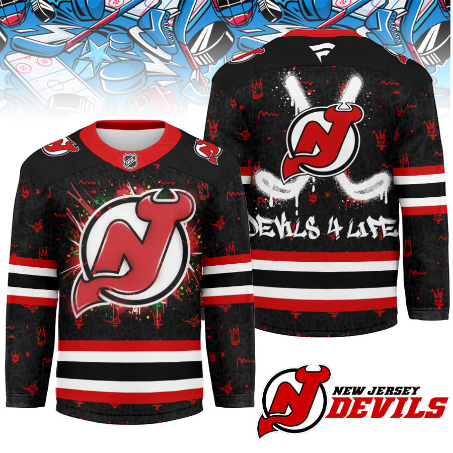 NJD Premium NHL Graffiti My Team 4 Life Hockey Jersey DDT NTL