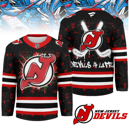 NJD Premium NHL Graffiti My Team 4 Life Hockey Jersey DDT NTL