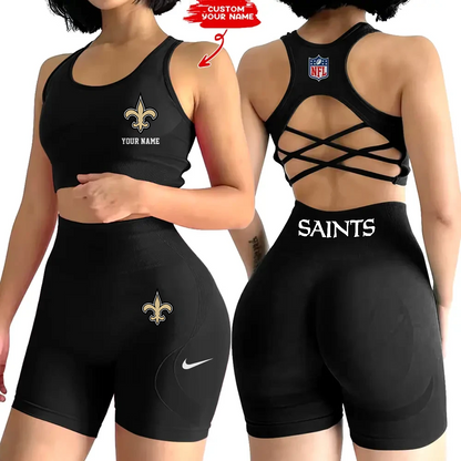 NO x NFL 2-PCS Women's Seamless Yoga Set Sexy Sport Bra High Waist Sports Shorts DATND TANTD