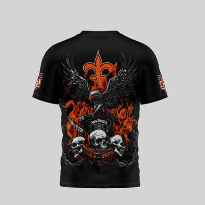NOS Premium NFL Flaming Eagle Skull T-Shirt DDT CTND
