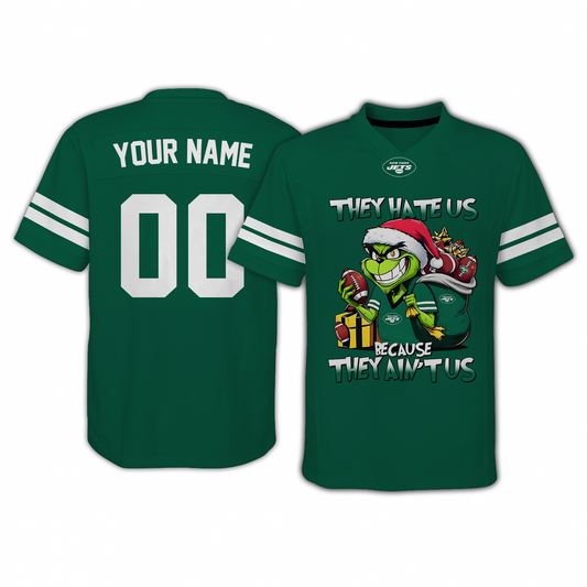 NYJ x NFL They Hate Us Because They Ain't Us Grinch Christmas-V-neck Short Sleeve Jersey DatND DVT