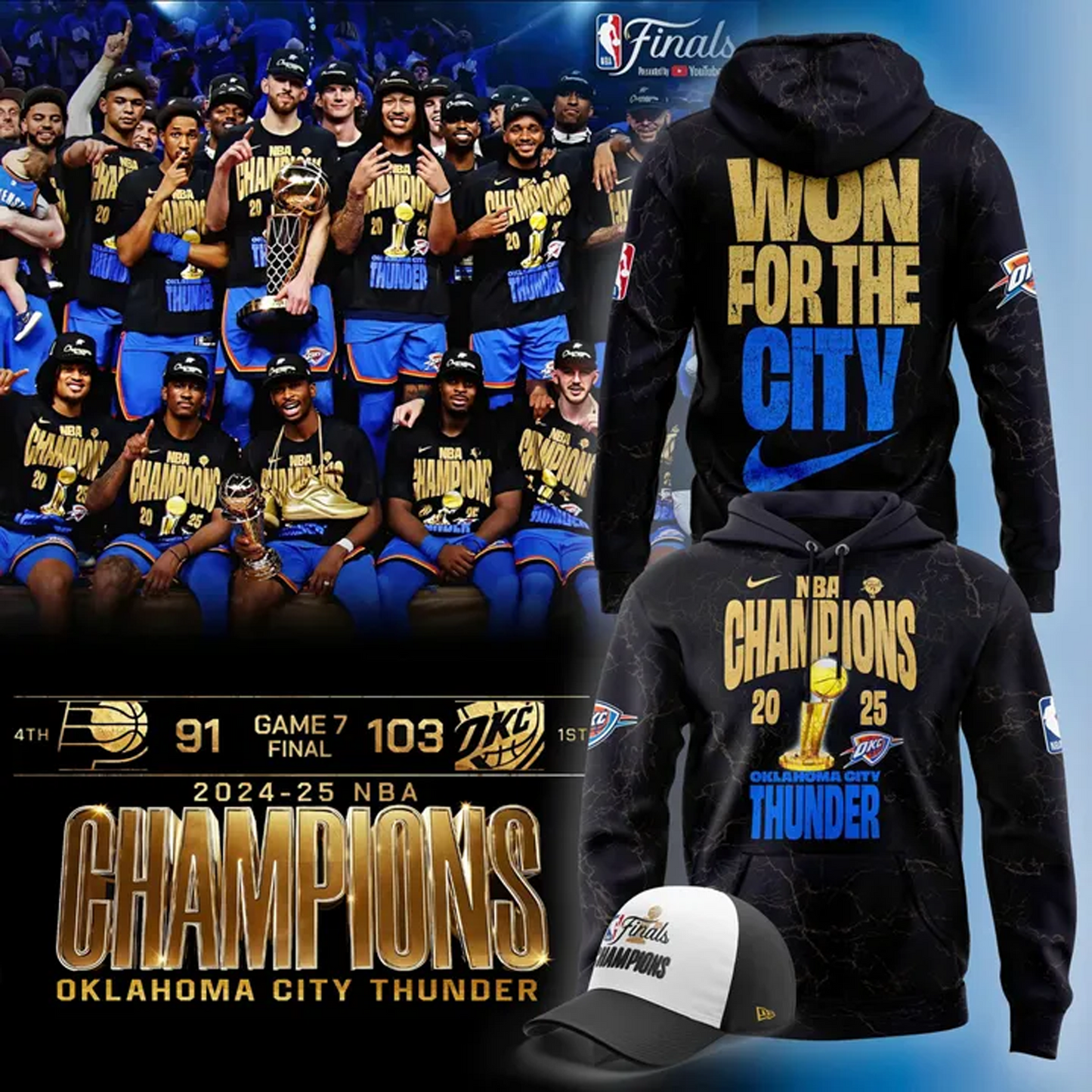 OKC Thunder Up NBA Champions 2025 Basketball V6 DATND TANTD