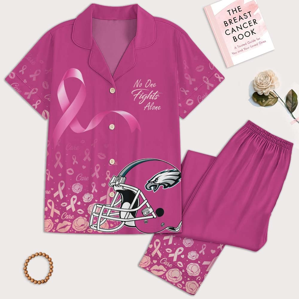 PE Premium NFL Breast Cancer October Button Pajamas Set DDT NTL