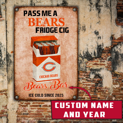 Personalized CHI x NFL Vintage Fridge Cig Metal Sign DDT NTL