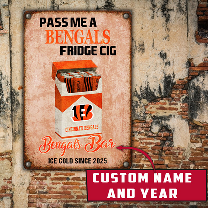 Personalized CIN x NFL Vintage Fridge Cig Metal Sign DDT NTL