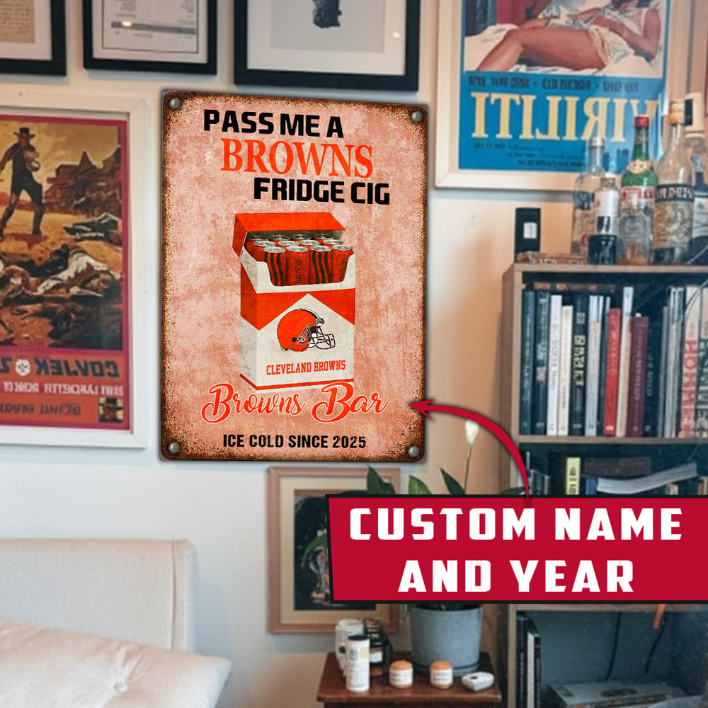 Personalized CLE x NFL Vintage Fridge Cig Metal Sign DDT NTL