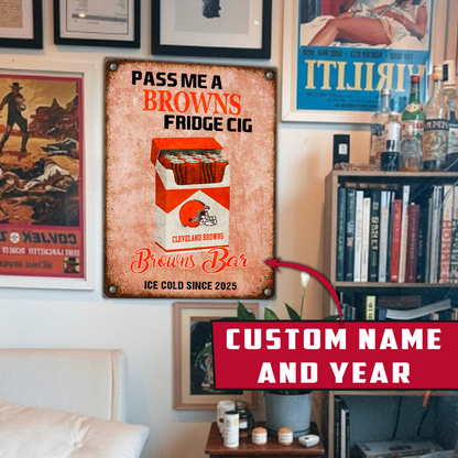 Personalized CLE x NFL Vintage Fridge Cig Metal Sign DDT NTL